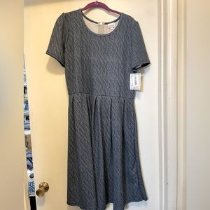 Lularoe NWT Amelia Dress Size XL Dark blue with white polyester, two pockets